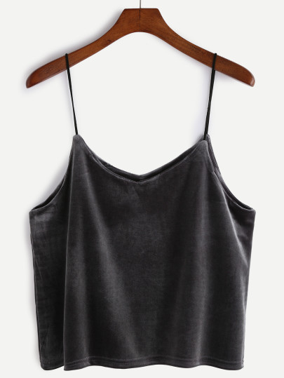 Dark Grey Velvet Cami Top
