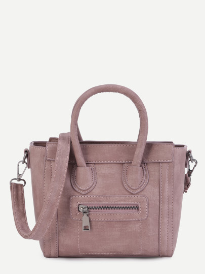 Front Zipper Handbag With Strap