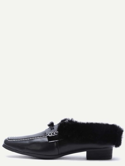 Zapatos en puntera cuadrada con piel sintética - negro