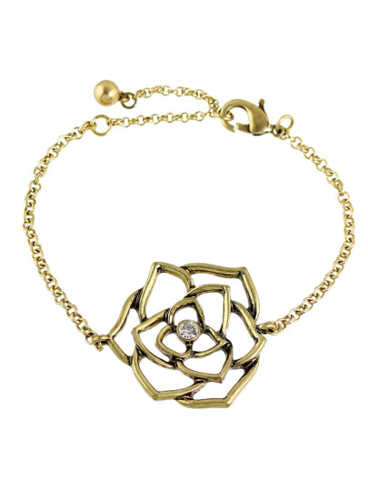 Vintage Style Rhinestone Flower Chain Bracelet