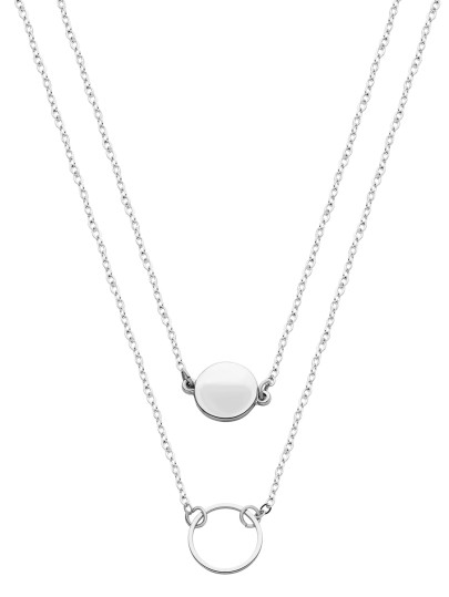 Collana Rotonda Geometrica A Due Strati - Argento