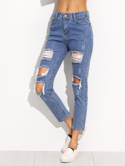 Distressed Ankle Jeans