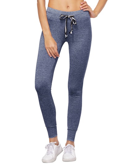 Navy Tie Waist Sports Pants