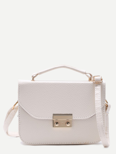 Sac à main en cuir PU avec courroie - blanc