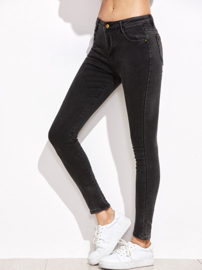 Skinny Jeans mit Taschen-dunkel grau