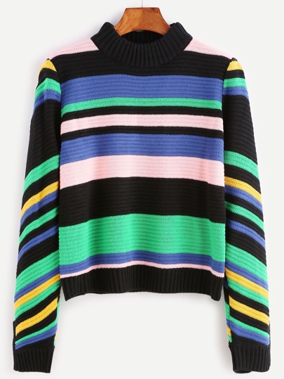 ribbed multicolor striped sweater