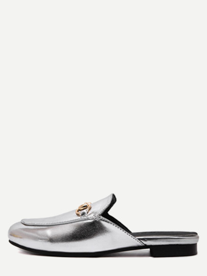 Pantuflas de cuero sintético - plateado