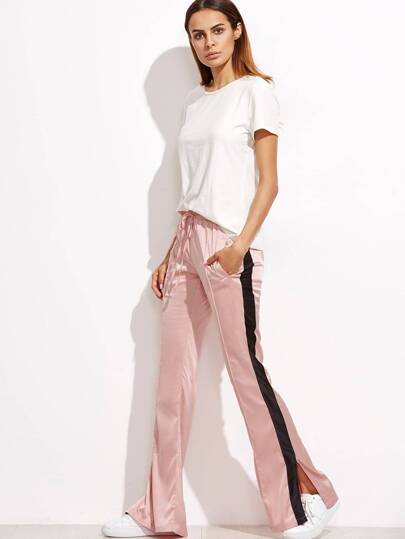 Hose mit Tunnelzug gestreifte Sideseam -rosa