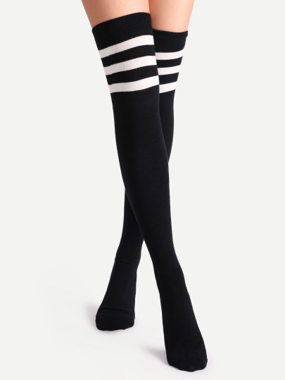 Calze A Maglia Alte A Strisce Varsity - Nero