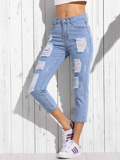 Ripped Cuffed Jeans