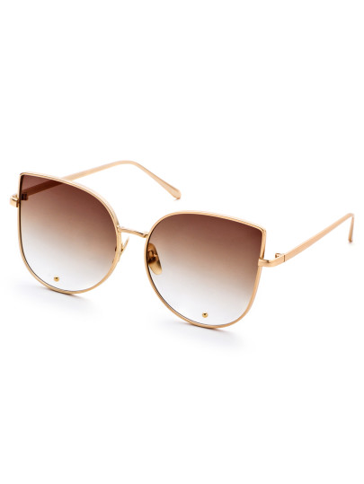 Gold Frame Brown Cat Eye Stylish Sunglasses