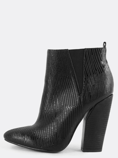 Bottines noires pointues serpent