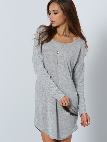 Long Sleeve V Back Dress