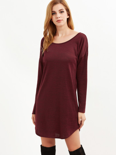 Heathered V Back Tee Dress