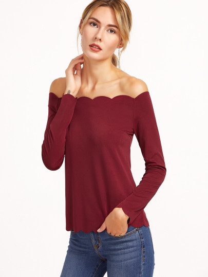 Off The Shoulder Scallop Top