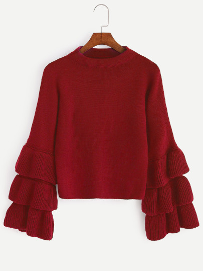 Jersey de manga acampanada a capas - rojo