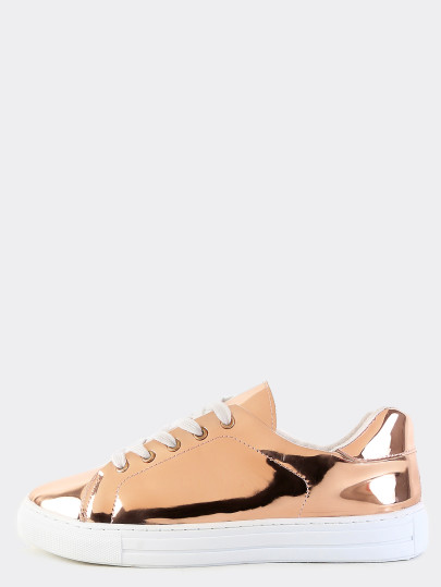 Metallic Round Toe Sneakers ROSE GOLD