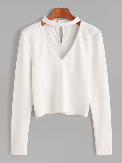 Camiseta cuello de gargantilla espalda con abertura de canalé