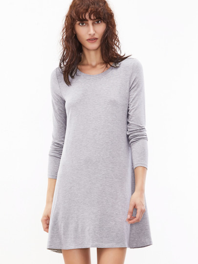 Vestito T-Shirt Maniche Lunghe - Grigio