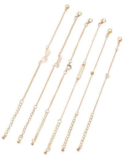 Set de braselet multi forme pendentif plaqué -doré