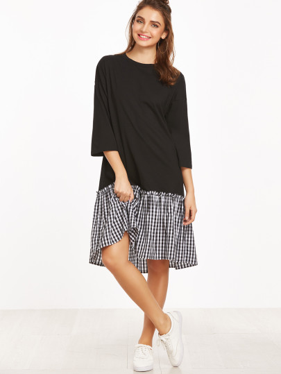 Gingham Frill Hem Dress