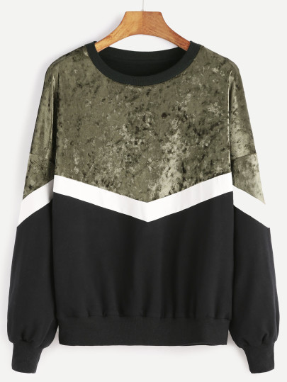 Sweat-shirt à l'épaule laissé médias mixtes color-block