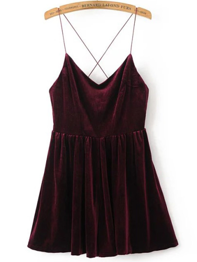 Cross Back Velvet Cami Romper