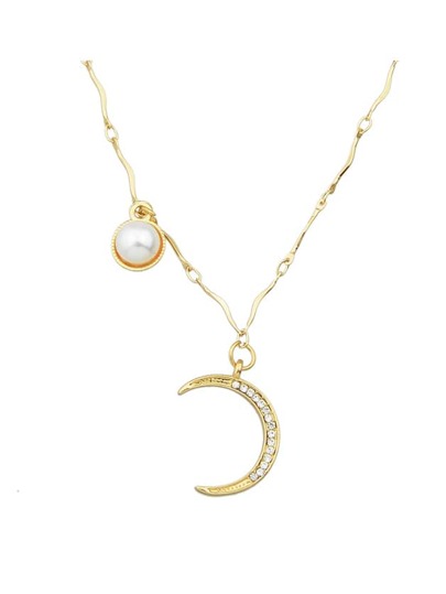 Collier en forme de lune couleur blond avec strass
