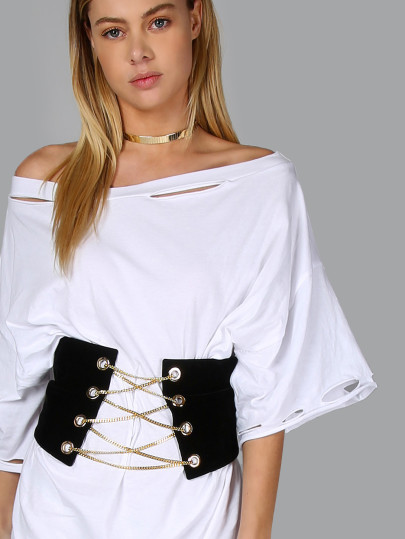 Corset avant en chaîne croisé -noir