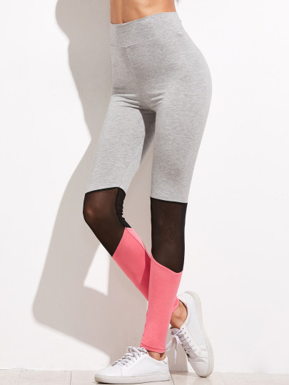 Leggins con cintura alta y aplicación de malla