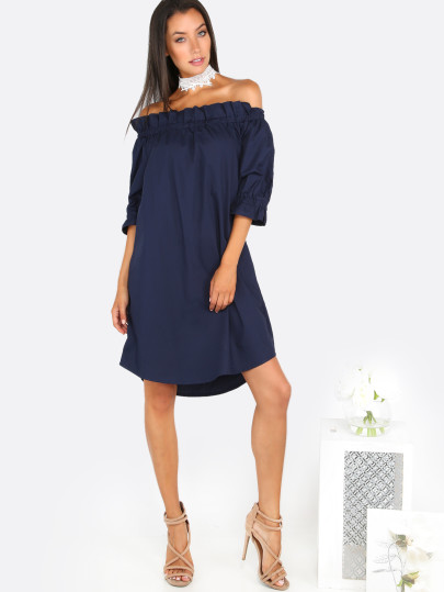 Off Shoulder Frill Trim Dress