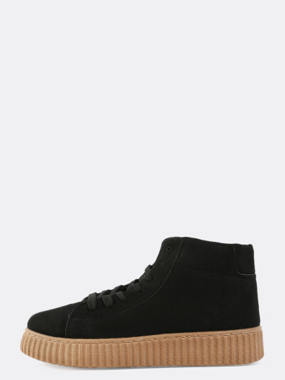High Shaft Gum Sole Sneakers BLACK
