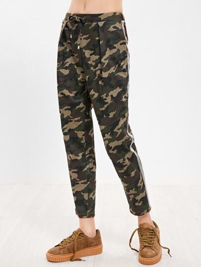 Hosen Camo Druck Tunnelzug am Taille-oliv grün