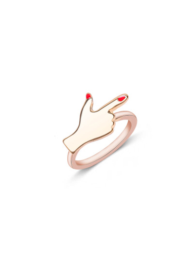 Bague en métal embelli en forme de la main -doré rose