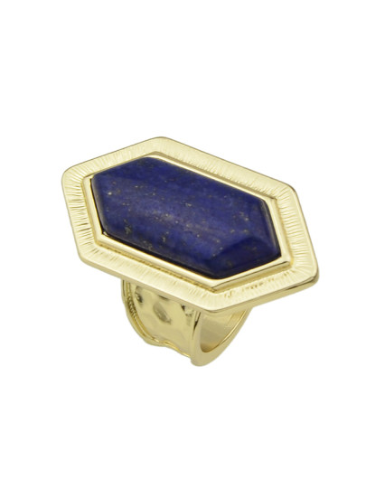 Anillo con turquesa de imitación - dorado