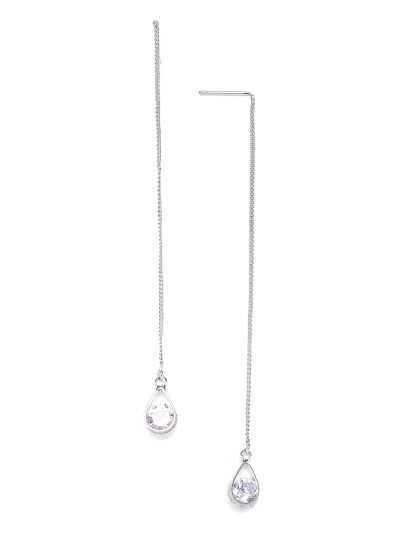 Pendientes con colgante de strass - plateado