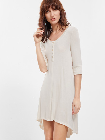 Round Neck High Low Dress