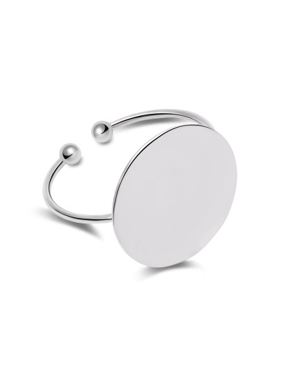 Bracelet plaqué grand et rond ouvert -argenté