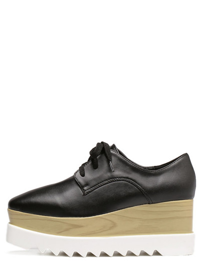 Oxfords Con Tacco Toe Quadrato - Nero