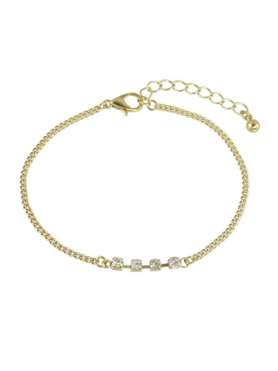 Simple Model Rhinestone Gold Color Chain Bracelets