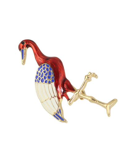 Broche en forme d'oiseau large en émail coloré