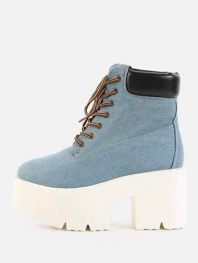 Denim Platform Ankle Boots BLUE