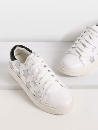 Round Toe Lace-up Star Sneakers