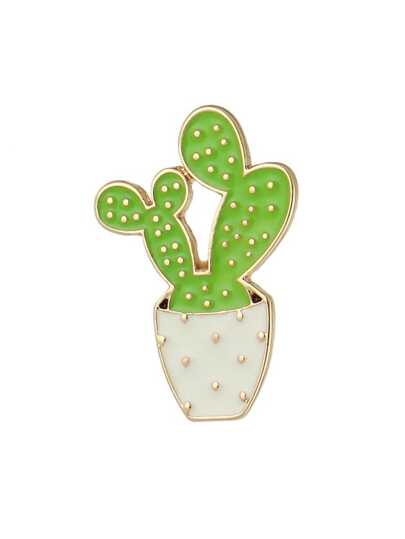 Broche en forme de plante large en émail couleur vert