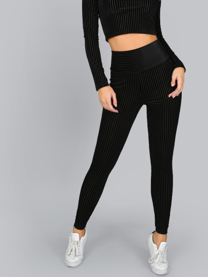 Nero velluto a coste Zip Pants Indietro Skinny