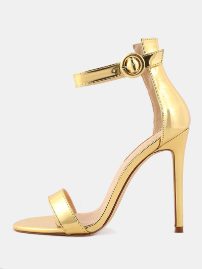 Metallic Ankle Strap High Heels GOLD