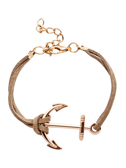 Bracelet couche double avec ancré - café
