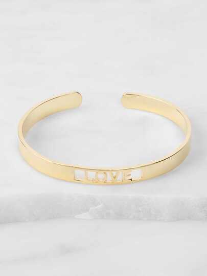 Cut Out Metallic Love Bangle GOLD