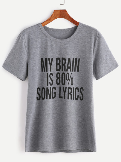 Heather Grey Slogan Print T-shirt