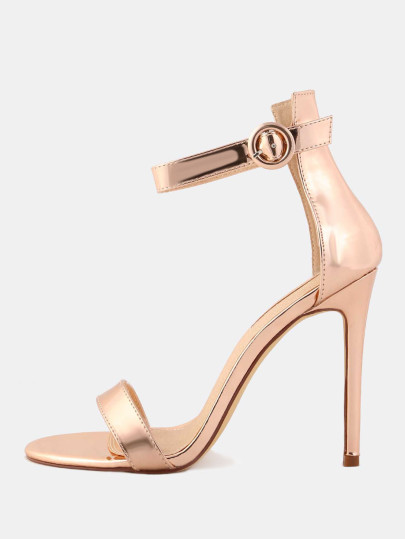 Open Toe Metallic Single Sole Heels ROSE GOLD
